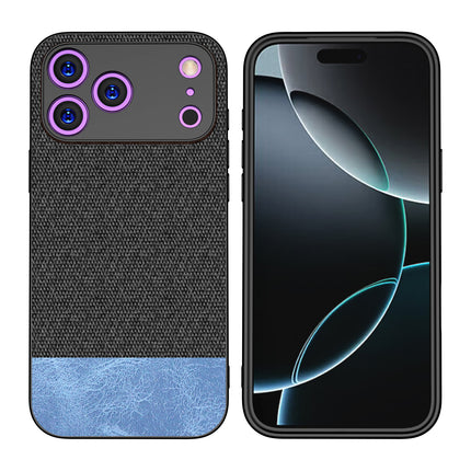 Kapa Soft Fabric & Leather Hybrid Protective Back Cover for Apple iPhone 17 Pro Max | Shockproof Slim Hard Anti Slip Back Case (Black,Blue)