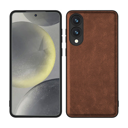 Kapa Tux Leather Back Cover for Samsung Galaxy S25 Edge | Slim Shockproof Camera Protection Bumper Case (Brown) - Mobizang