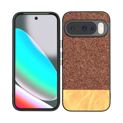 Kapa Soft Fabric & Leather Hybrid Protective Back Cover for Google Pixel 10 | Shockproof Slim Hard Anti Slip Back Case (Brown)