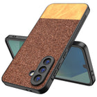 Kapa Soft Fabric & Leather Hybrid Protective Back Cover for Samsung Galaxy M16 | Shockproof Slim Hard Anti Slip Back Case (Brown)