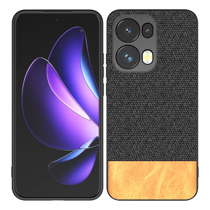 Kapa Soft Fabric & Leather Hybrid Protective Back Cover for Oppo Reno 13 Pro | Shockproof Slim Hard Anti Slip Back Case (Black,Brown)