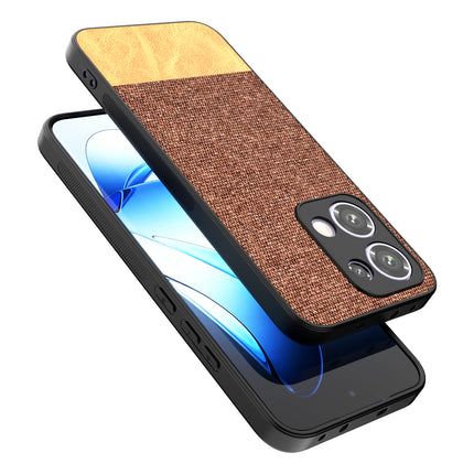 Kapa Soft Fabric & Leather Hybrid Protective Back Cover for Oppo Reno 13 5G | Shockproof Slim Hard Anti Slip Back Case (Brown)