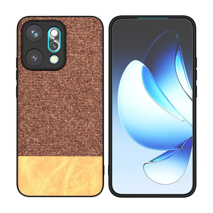 Kapa Soft Fabric & Leather Hybrid Protective Back Cover for Oppo Reno 14 PRO 5G | Shockproof Slim Hard Anti Slip Back Case (Brown) - Mobizang