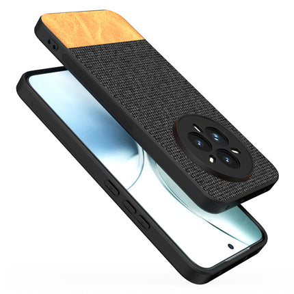 Kapa Soft Fabric & Leather Hybrid Protective Back Cover for Realme 14 Pro+ (Plus) 5G | Shockproof Slim Hard Anti Slip Back Case (Black,Brown) - Mobizang