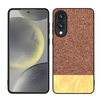 Kapa Soft Fabric & Leather Hybrid Protective Back Cover for Samsung Galaxy S25 Edge | Shockproof Slim Hard Anti Slip Back Case (Brown)