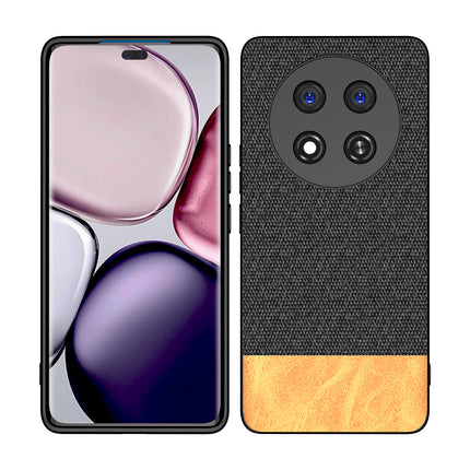 Kapa Soft Fabric & Leather Hybrid Protective Back Cover for Honor X9C 5G | Shockproof Slim Hard Anti Slip Back Case (Black,Brown)