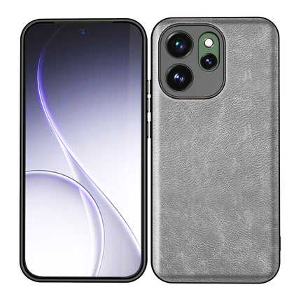 Kapa Tux Leather Back Cover for Oppo Reno 15 Pro 5G | Slim Shockproof Camera Protection Bumper Case (Grey) - Mobizang