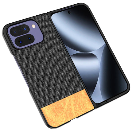 Kapa Soft Fabric & Leather Hybrid Protective Back Cover for Google Pixel 10 PRO FOLD | Shockproof Slim Hard Anti Slip Back Case (Black,Brown) - Mobizang