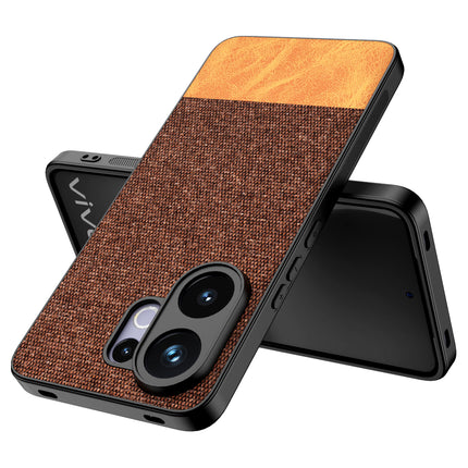Kapa Soft Fabric & Leather Hybrid Protective Back Cover for Vivo V60 / V60e / Vivo T4 Pro 5G | Shockproof Slim Hard Anti Slip Back Case (Brown)