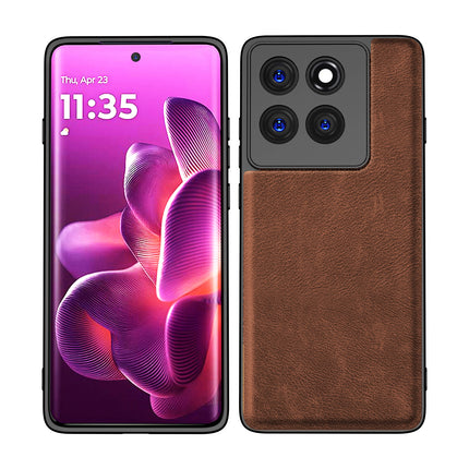 Kapa Tux Leather Back Cover for Moto Edge 60 Pro | Slim Shockproof Camera Protection Bumper Case (Brown) - Mobizang