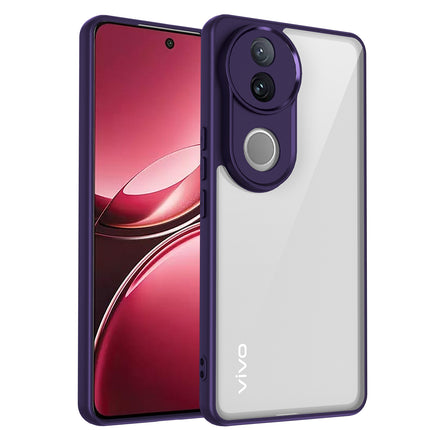 Kapa Hawkeye Clear Back Cover for Vivo V50 5G | Camera Lens Protector Shockproof Slim Clear Case Cover (Purple Sides)