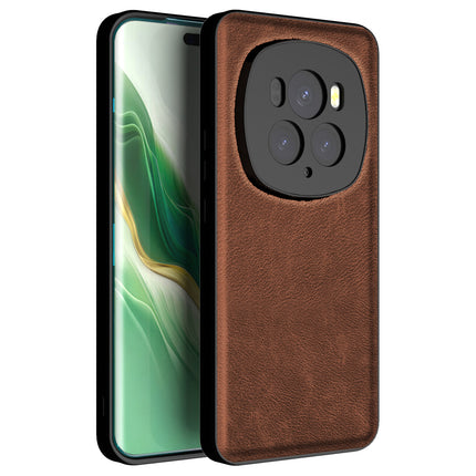 Kapa Tux Leather Back Cover for Honor Magic 6 PRO | Slim Shockproof Camera Protection Bumper Case (Brown) - Mobizang