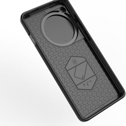 Kapa Armor Slider Back Cover for OnePlus 12R | Inbuilt Ring + Camera Slider Shockproof Lens Protection Bumper Back Case (Black) - Mobizang