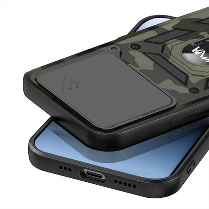 Kapa Tank Back Cover for IQOO 13 (5G) | Inbuilt Ring + Slider Shockproof Lens Protection Bumper Back Case (Black)
