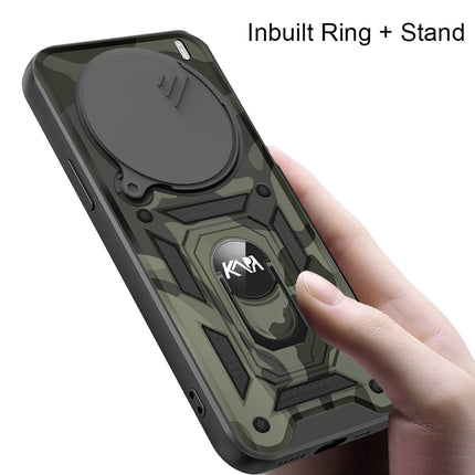 Kapa Tank Back Cover for Vivo X200 Pro (5G) | Inbuilt Ring + Slider Shockproof Lens Protection Bumper Back Case (Black)