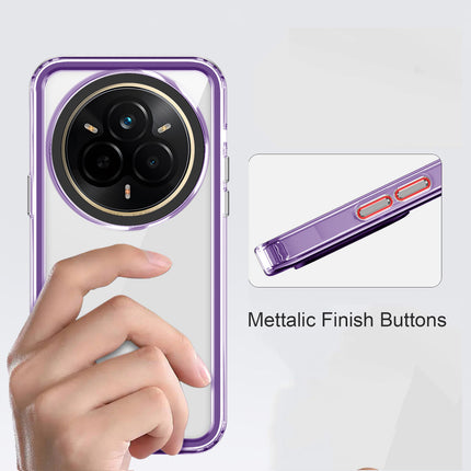 Kapa Warrior Acrylic Clear Back Cover For Realme 14 Pro+ (Plus) 5G | Slim Shockproof [Military Grade Protection] Hybrid Bumper Case (Purple Sides)