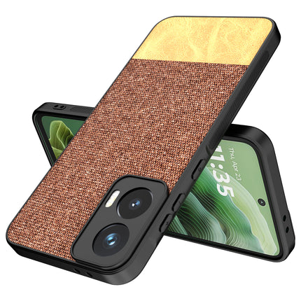 Kapa Soft Fabric & Leather Hybrid Protective Back Cover for Moto G35 | Shockproof Slim Hard Anti Slip Back Case (Brown)
