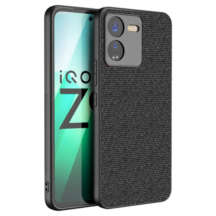 Kapa Soft Full Fabric Protective Back Case Cover for IQOO Z9 | Shockproof Slim Hard Anti Slip Back Case (Black)