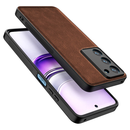 Kapa Tux Leather Back Cover for Realme 14X | Slim Shockproof Camera Protection Bumper Case (Brown)