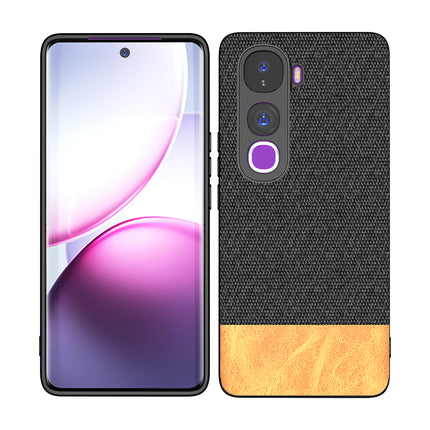 Kapa Soft Fabric & Leather Hybrid Protective Back Cover for Vivo Y400 Pro 5G | Shockproof Slim Hard Anti Slip Back Case (Black,Brown)