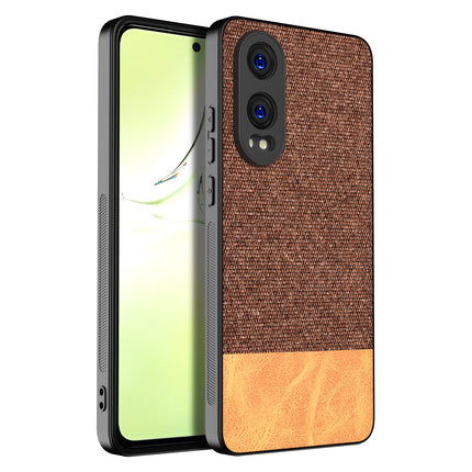 Kapa Soft Fabric & Leather Hybrid Protective Back Cover for OnePlus Nord CE 4 Lite | Shockproof Slim Hard Anti Slip Back Case (Brown)