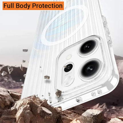 Kapa Wave Magnetic Frosted Grip Back Cover for Oppo Reno 14 Pro 5G | [MagSafe Compatible] Wireless charging, Slim, Metal Buttons Matte Finish Back Case (White) - Mobizang