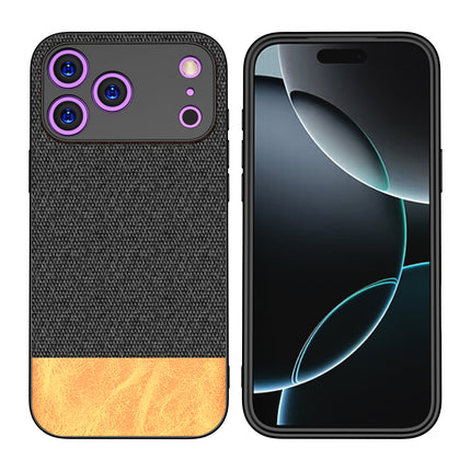 Kapa Soft Fabric & Leather Hybrid Protective Back Cover for Apple iPhone 17 Pro | Shockproof Slim Hard Anti Slip Back Case (Black,Brown)