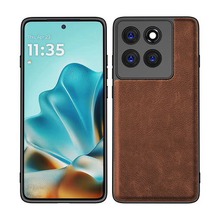 Kapa Tux Leather Back Cover for Moto Edge 60 / Edge 60 Fusion | Slim Shockproof Camera Protection Bumper Case (Brown)
