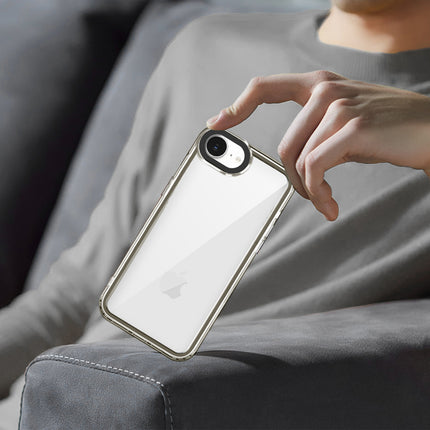 Kapa Warrior Acrylic Clear Back Cover For Apple iPhone 16E | Slim Shockproof [Military Grade Protection] Hybrid Bumper Case (Grey Sides) - Mobizang