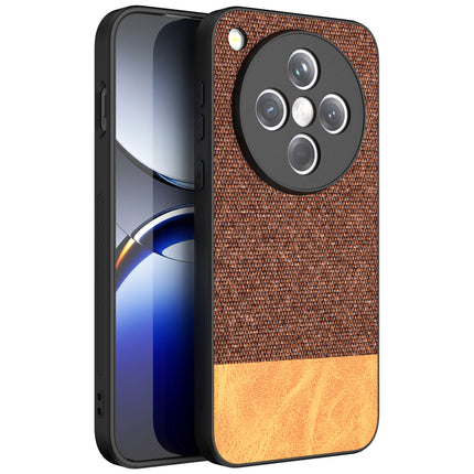 Kapa Soft Fabric & Leather Hybrid Protective Back Cover for Oppo Find X8 | Shockproof Slim Hard Anti Slip Back Case (Brown) - Mobizang