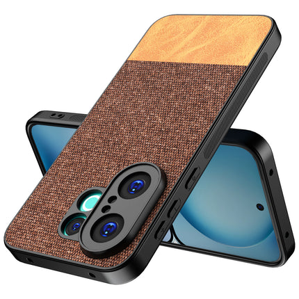 Kapa Soft Fabric & Leather Hybrid Protective Back Cover for Vivo X200 FE 5G | Shockproof Slim Hard Anti Slip Back Case (Brown) - Mobizang