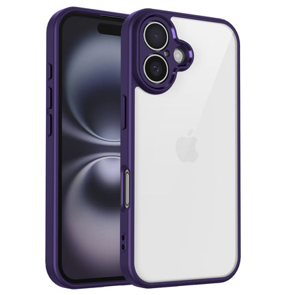 Kapa Hawkeye Clear Back Cover for Apple iPhone 16 | Camera Lens Protector Shockproof Slim Clear Case Cover (Purple Sides)