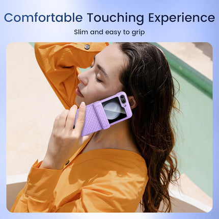 Kapa Geometric Hinge Protection Back Cover for Samsung Galaxy Z Flip6 / Flip 6 | with [Inbuilt Glass] Full Body Shockproof Hard Back Case (Purple)