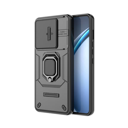 Kapa Armor Slider Back Cover for Oppo K13 Turbo / K13 Turbo Pro | Inbuilt Ring + Camera Slider Shockproof Lens Protection Bumper Back Case (Black)