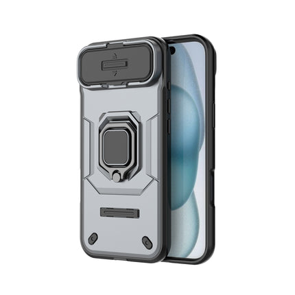 Kapa Armor Slider Back Cover for Apple iPhone 17 Air | Inbuilt Ring + Camera Slider Shockproof Lens Protection Bumper Back Case (Grey)