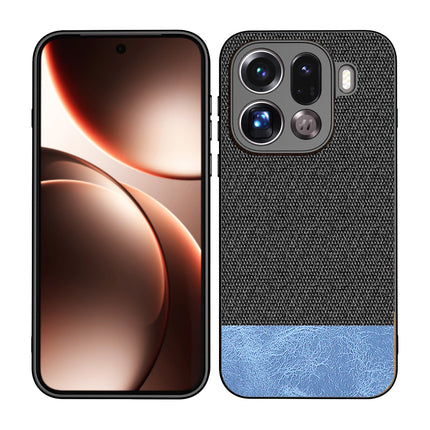 Kapa Soft Fabric & Leather Hybrid Protective Back Cover for Oppo Find X9 Pro | Shockproof Slim Hard Anti Slip Back Case (Black,Blue) - Mobizang