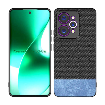 Kapa Soft Fabric & Leather Hybrid Protective Back Cover for Realme 15 Pro 5G | Shockproof Slim Hard Anti Slip Back Case (Black,Blue)