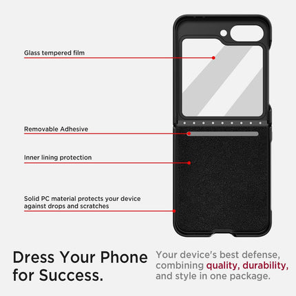 Kapa Textured Grip Hinge Protection Back Cover for Samsung Galaxy Z Flip6 / Z Flip 6 | with [Inbuilt Glass] Full Body Shockproof Hard Back Case (Black)