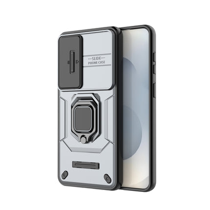Kapa Armor Slider Back Cover for Samsung Galaxy S26 Plus | Inbuilt Ring + Camera Slider Shockproof Lens Protection Bumper Back Case (Grey)