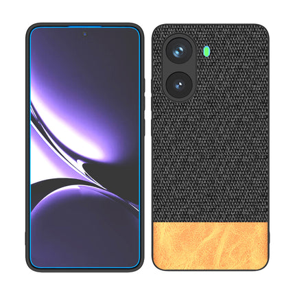 Kapa Soft Fabric & Leather Hybrid Protective Back Cover for Poco X7 Pro | Shockproof Slim Hard Anti Slip Back Case (Black,Brown) - Mobizang
