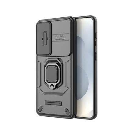 Kapa Armor Slider Back Cover for Samsung Galaxy S26 Plus | Inbuilt Ring + Camera Slider Shockproof Lens Protection Bumper Back Case (Black)
