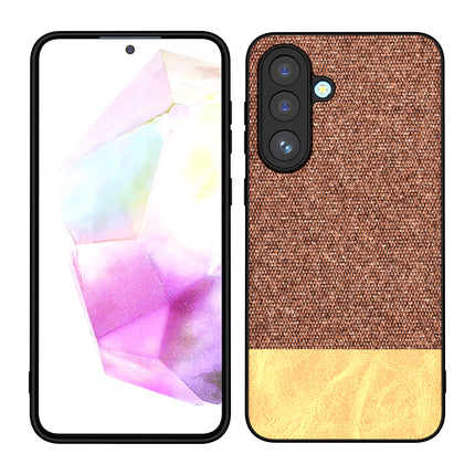 Kapa Soft Fabric & Leather Hybrid Protective Back Cover for Samsung Galaxy M36 / F36 5G | Shockproof Slim Hard Anti Slip Back Case (Brown)