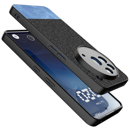 Kapa Soft Fabric & Leather Hybrid Protective Back Cover for Nothing Phone 3A Pro | Shockproof Slim Hard Anti Slip Back Case (Black,Blue) - Mobizang