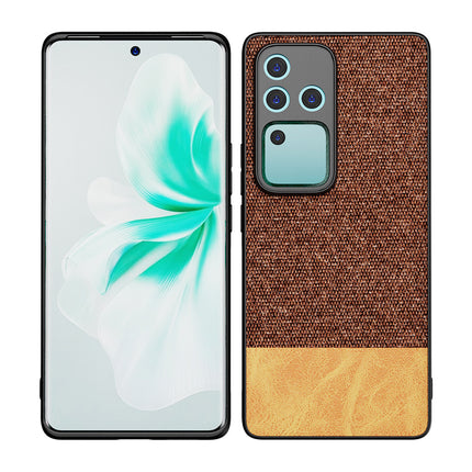 Kapa Soft Fabric & Leather Hybrid Protective Back Cover for Vivo V30 Pro (5G) | Shockproof Slim Hard Anti Slip Back Case (Brown)
