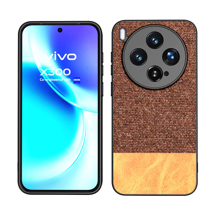 Kapa Soft Fabric & Leather Hybrid Protective Back Cover for Vivo X300 5G | Shockproof Slim Hard Anti Slip Back Case (Brown)