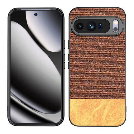 Kapa Soft Fabric & Leather Hybrid Protective Back Cover for Google Pixel 10 Pro XL | Shockproof Slim Hard Anti Slip Back Case (Brown)