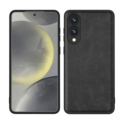 Kapa Tux Leather Back Cover for Samsung Galaxy S25 Edge | Slim Shockproof Camera Protection Bumper Case (Black) - Mobizang