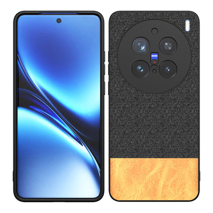 Kapa Soft Fabric & Leather Hybrid Protective Back Cover for Vivo X200 Pro (5G) | Shockproof Slim Hard Anti Slip Back Case (Black,Brown)