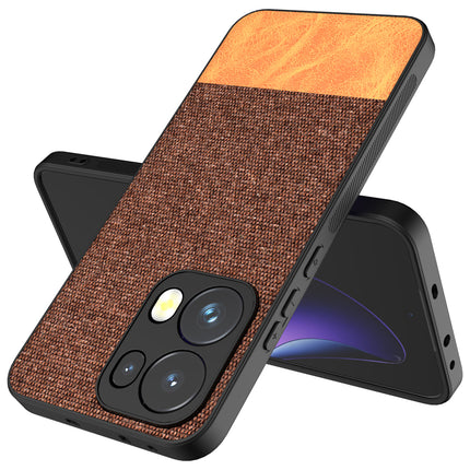 Kapa Soft Fabric & Leather Hybrid Protective Back Cover for Oppo Reno 13 Pro | Shockproof Slim Hard Anti Slip Back Case (Brown)