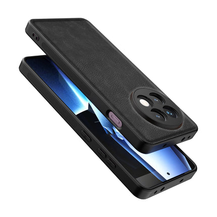 Kapa Tux Leather Back Cover for OnePlus 13R | Slim Shockproof Camera Protection Bumper Case (Black)